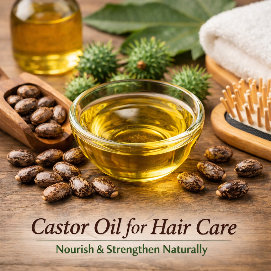 castor oil for hair care with seeds and natural ingredients